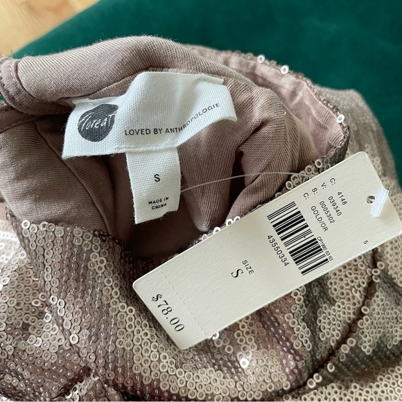 Anthropologie Floreat Sequin Mock Neck Gold Sleeveless Keyhole Bodysuit NWT Sz S - Picture 9 of 12